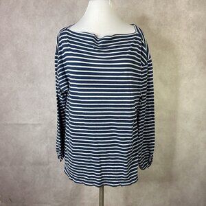 Current Elliott Blue Stripe Boat Neck Breton Long Sleeve Tee Today Tomorrow 1/S